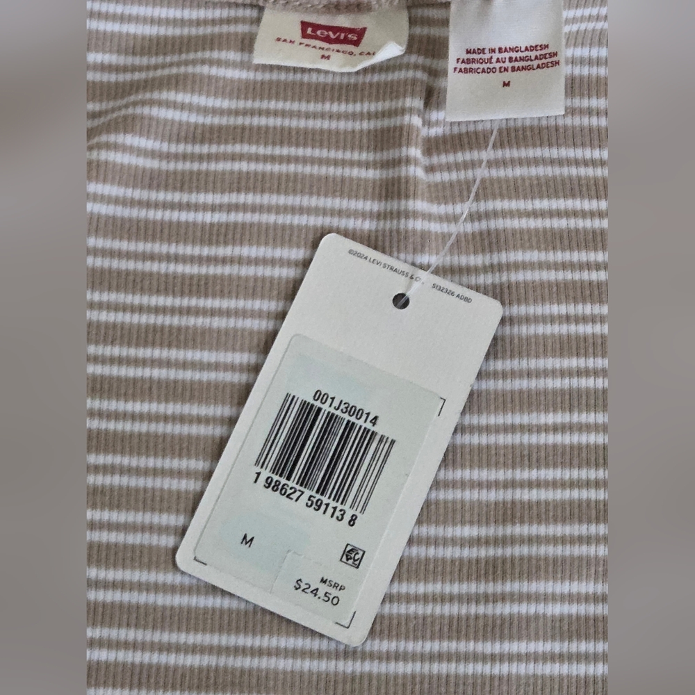 *Levi's Women's Hayes Short Sleeve Crewneck Stripes Tee Top Safari Stripe Sz Med - Picture 8 of 10